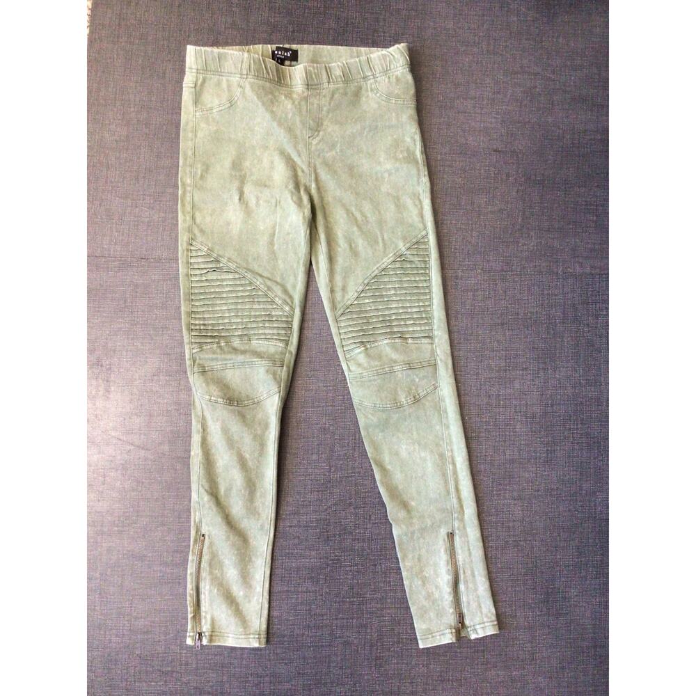 Beulah Jegging Skinny Jeans Biker Moto Women’s Large Stretch Green LG